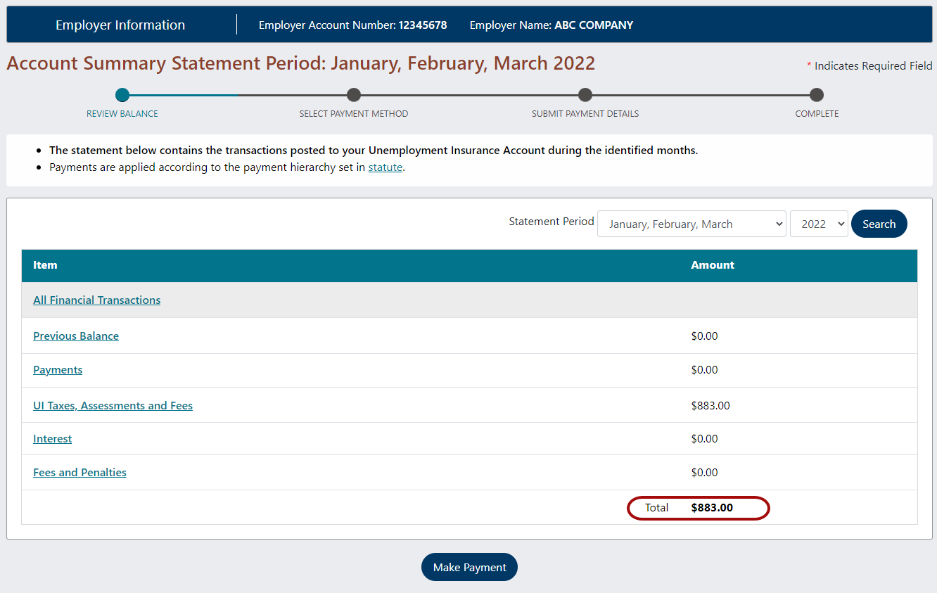 Employer User Guide Payment Information / Employers Unemployment